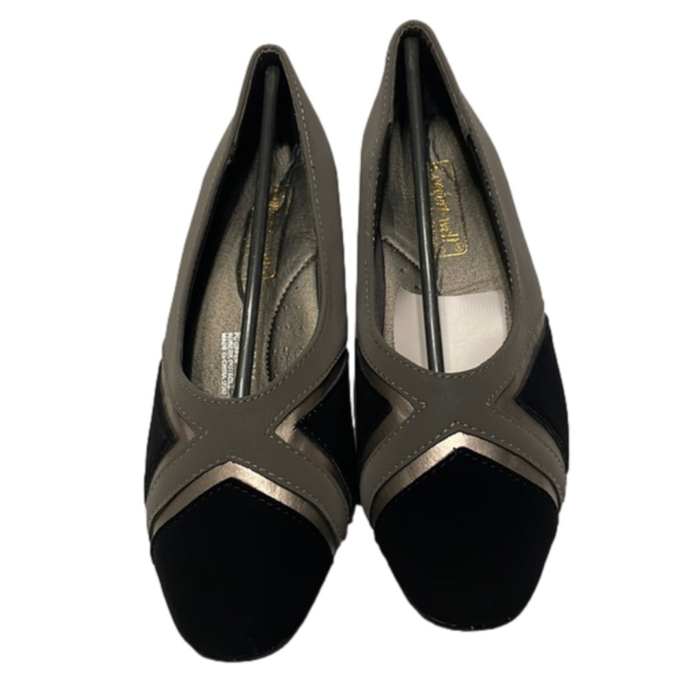 Black and Gray Wedge Pumps